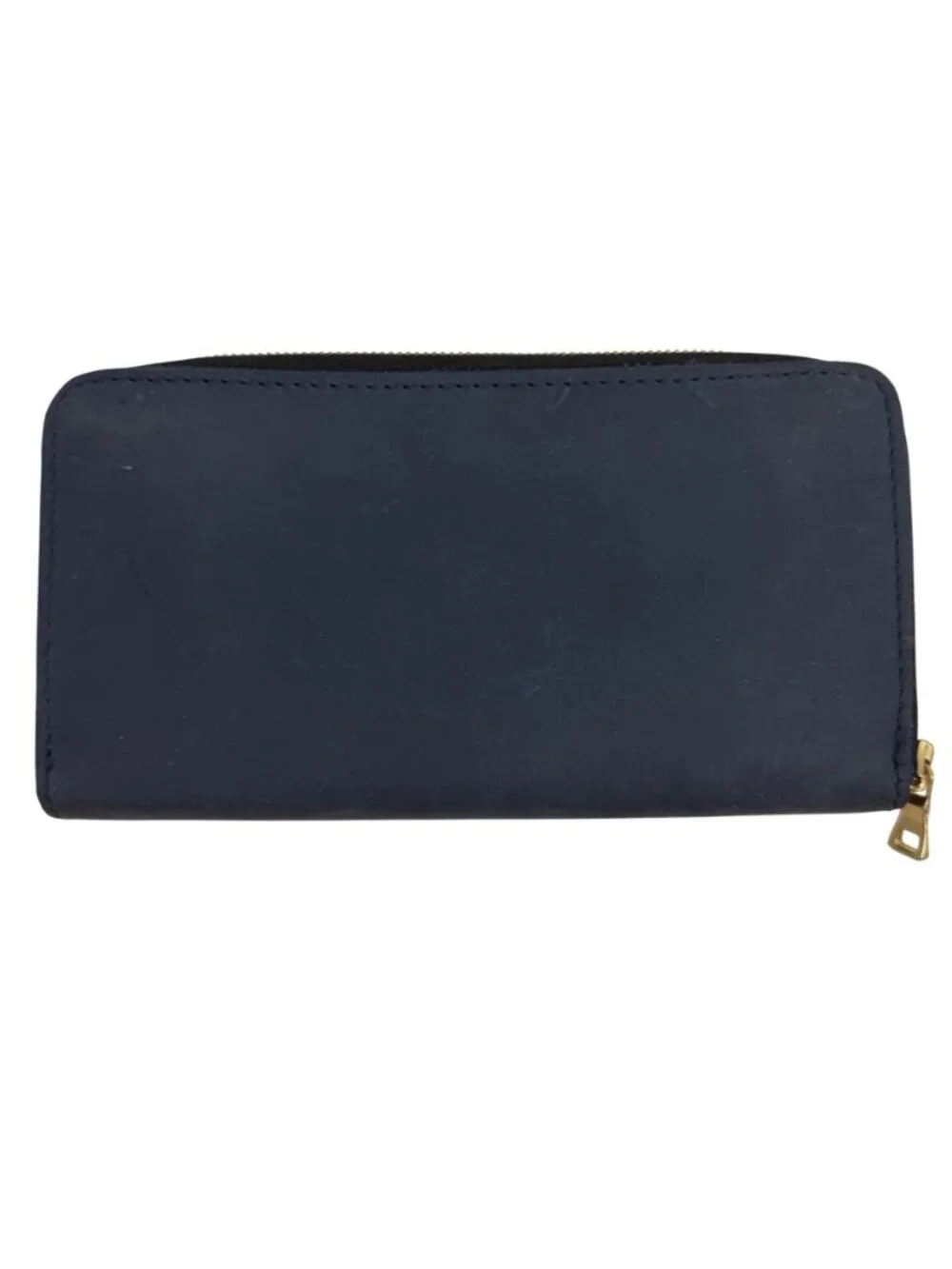 Portland Leather Goods AP Navy Blue Leather Accordion Zip Around Wallet Clutch